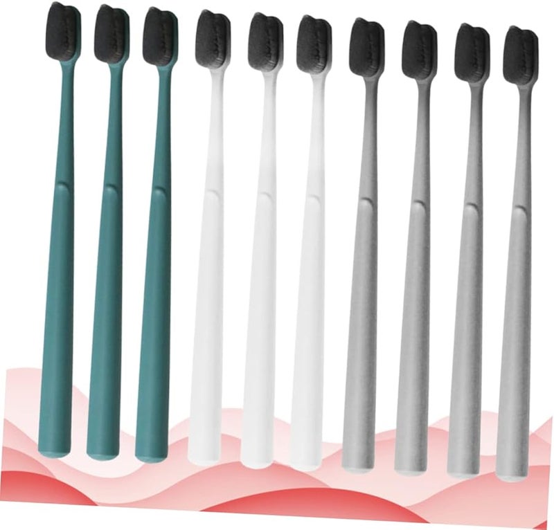10Pcs Nylon Travel Toothbrushes Soft Bristles Ergonomic Design Compact Tube Packing - Image 2